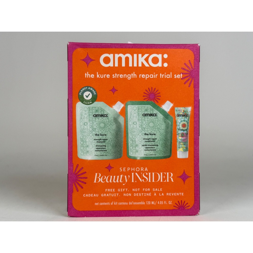 Amika Hair Care Set The Kure Strength Repair Shampoo Conditioner Mask Travel New